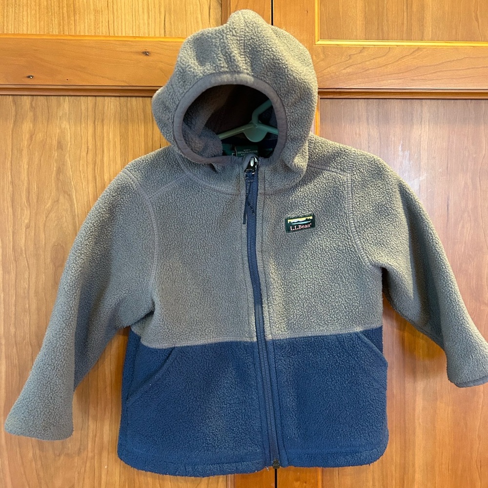 LL Bean Fleece Jacket toddler size 2T Blue & Gray
